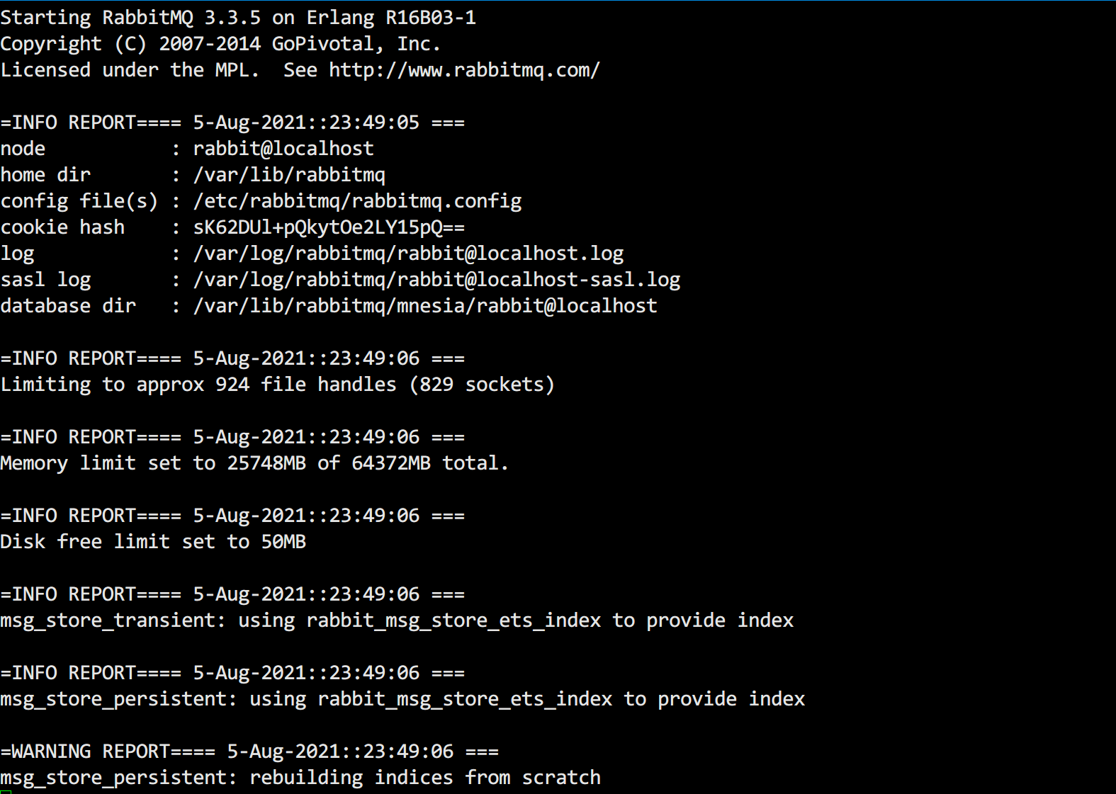 解決yum安裝的rabbitMQ在異常停電后，無法啟動